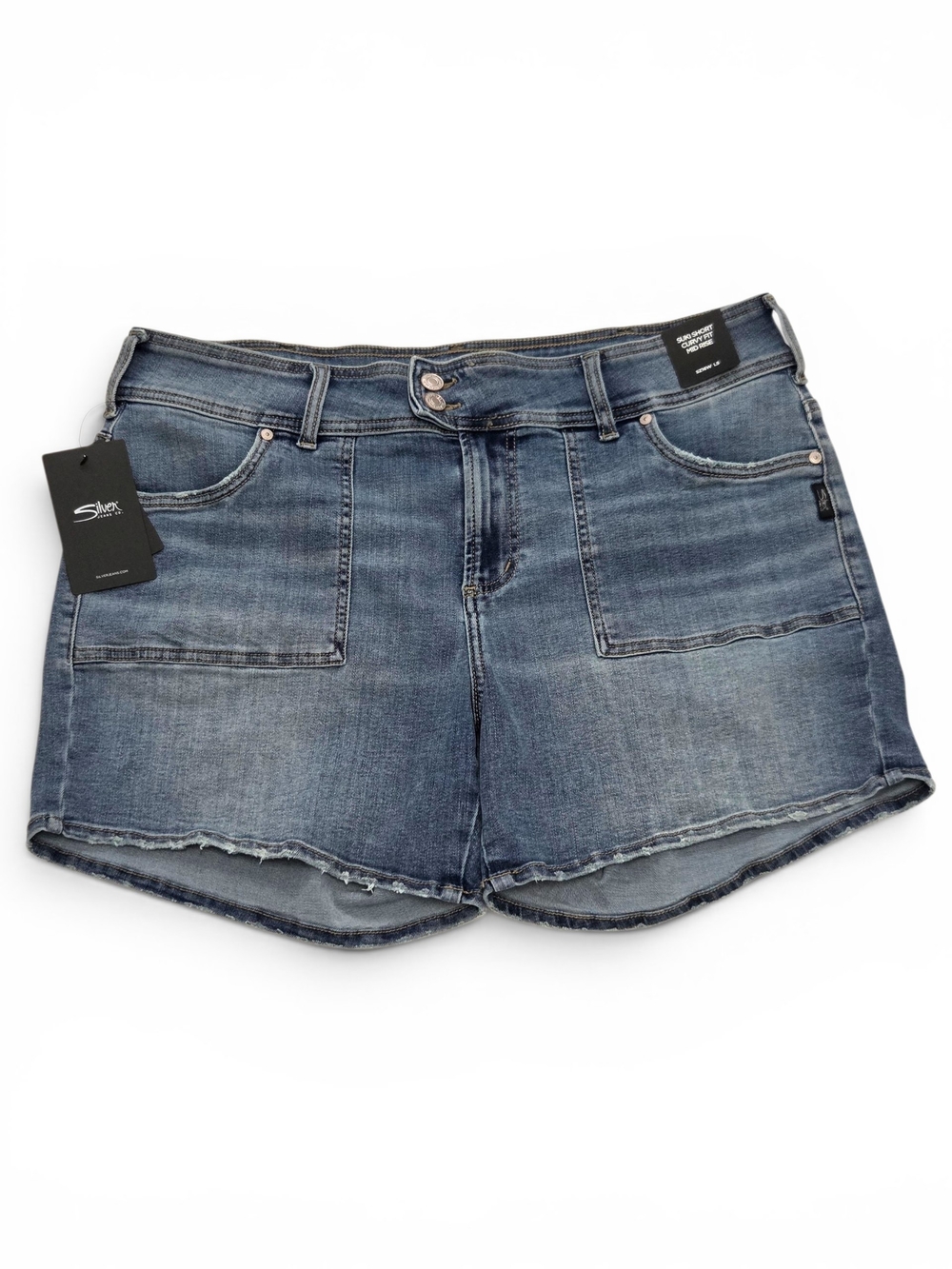 NWT Silver Jeans Co Suki Curvy Mid Rise Denim Shorts Indigo Blue Size 16W